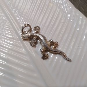 Sterling Silver Lizard charm .925 on jump ring